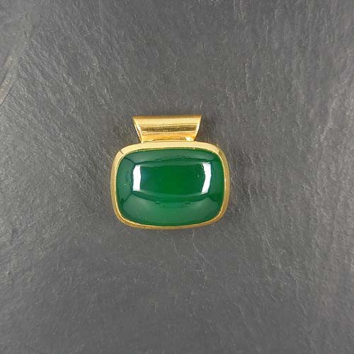 Grüner Achat Anhänger Eckig Vergoldet